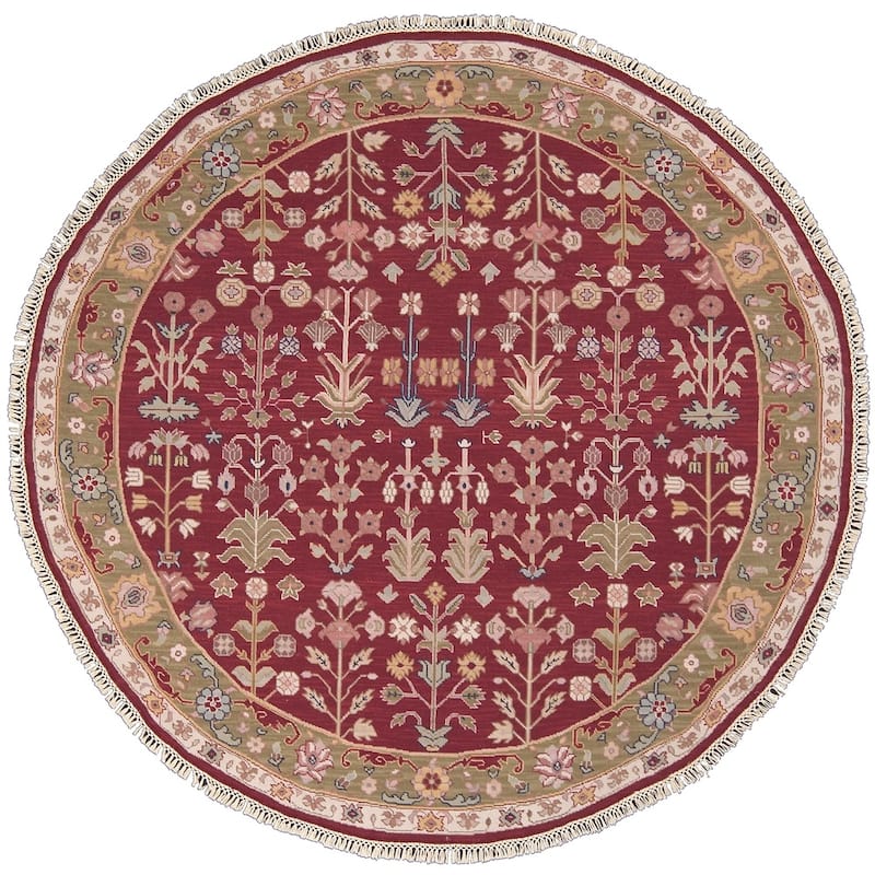 Nourison Nourmak Traditional Border Area Rug - 8' Round - Burgundy - Runner/Round