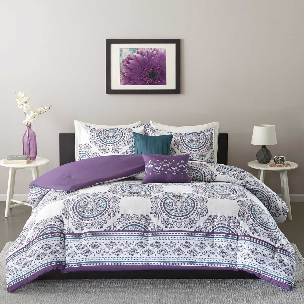 Purple Bedding Twin XL Set Microfiber Bed A Bag Complete Bohemian Contemporary 