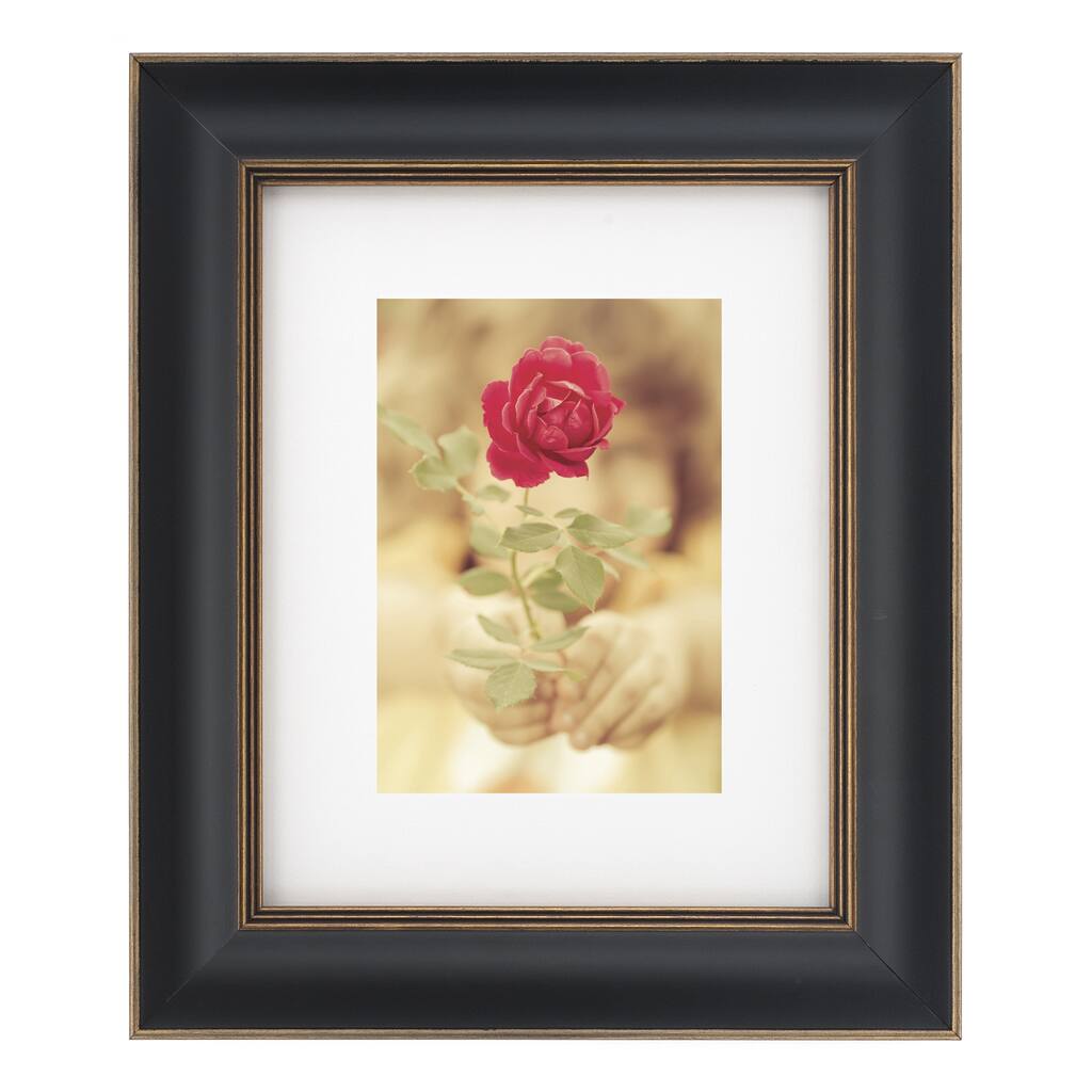 Artcare Tuscan Black/Goldtone Wood Matted Wall Frame