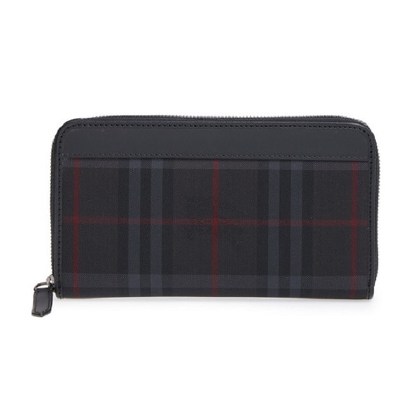Burberry Men&#39;s Renfrew Charcoal, Red, and Black Leather Plaid Zip-around Wallet - Free Shipping ...