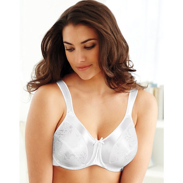 Bali Women's Satin Tracings White Nylon Underwire Minimizer Bra