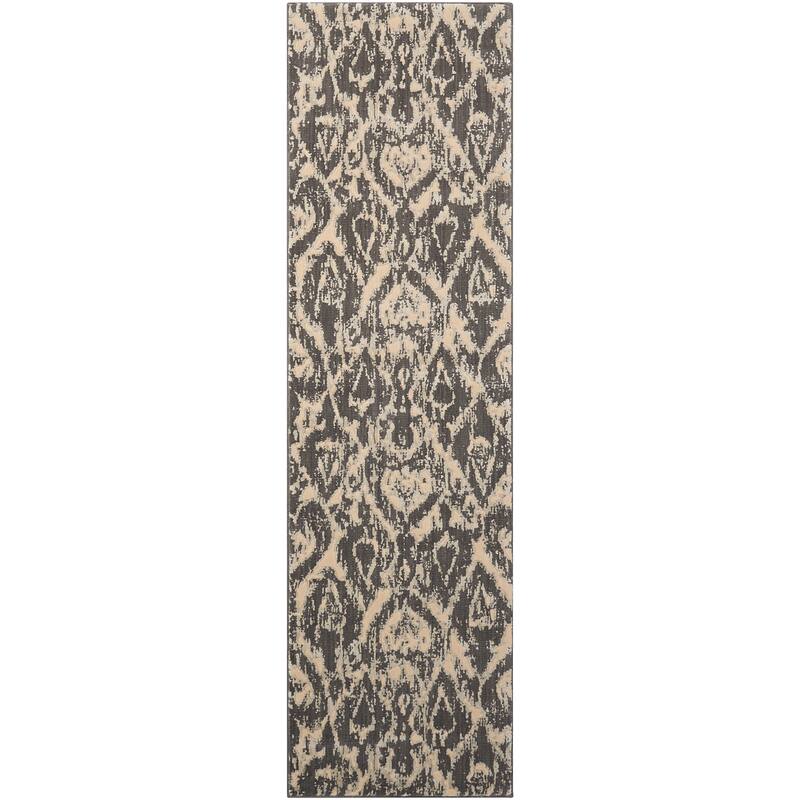 Nourison Nepal NEP07 Area Rug - Grey - Abstract - Runner/Indoor - Transitional/Patterned - Runner/Rectangle - 8' Runner - Wool/Synthetic - Natural - 2'3" x 8' Runner