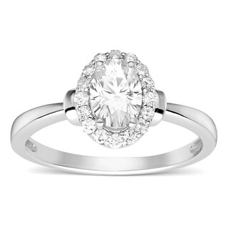 charles colvard sterling silver 1ct tgw forever classic moissanite oval halo ring - Wedding Rings Vintage charles colvard sterling silver 1ct tgw forever classic moissanite oval halo ring - Wedding Rings Vintage