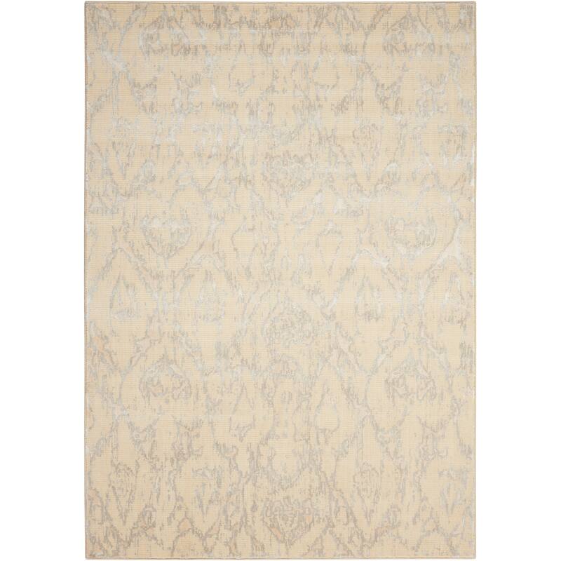 Nourison Nepal NEP07 Area Rug - Bone - Abstract - Accent/Indoor - Transitional/Patterned - Runner/Rectangle - 3' x 5' - Wool/Synthetic - Silver - 2'3" x 3'