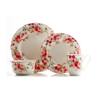 222 Fifth Cherry Blossom Porcelain 16-piece Dinnerware Set - Bed Bath ...