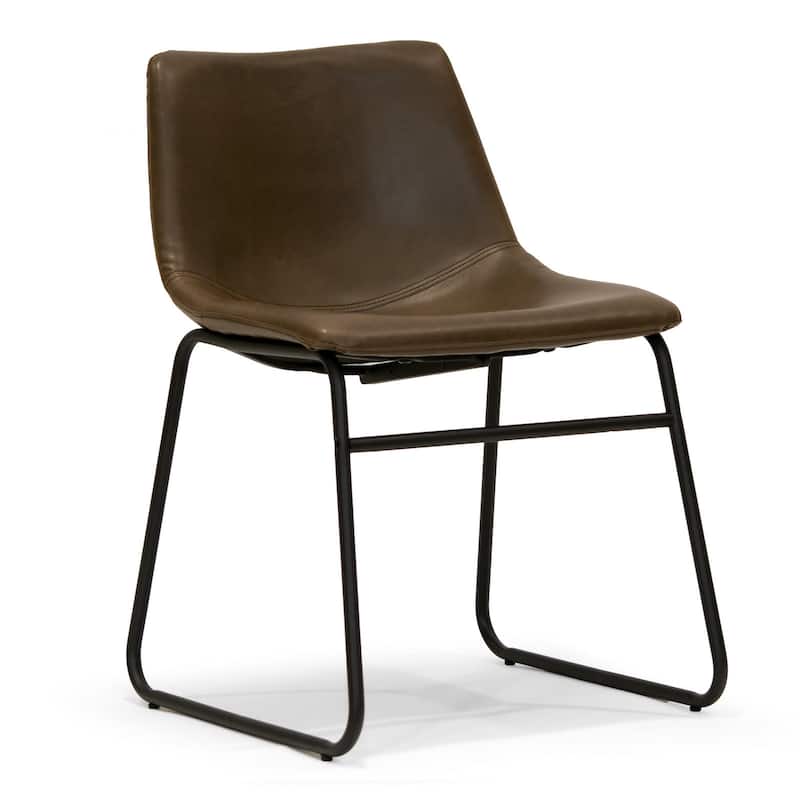 Adan Iron Frame Faux Leather Dining Chair (Set of 2)
