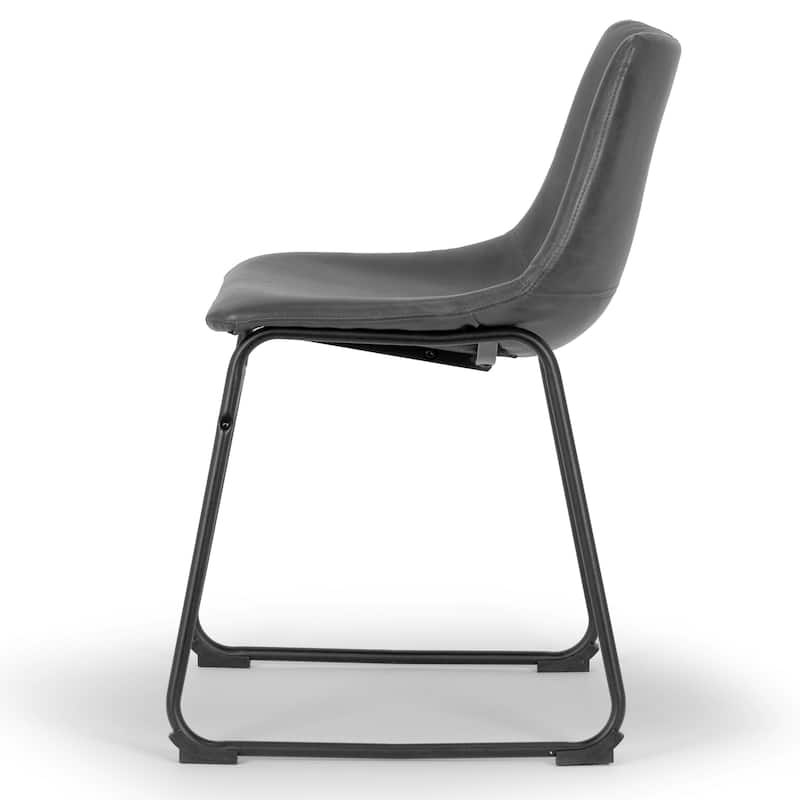 Adan Iron Frame Faux Leather Dining Chair (Set of 2)
