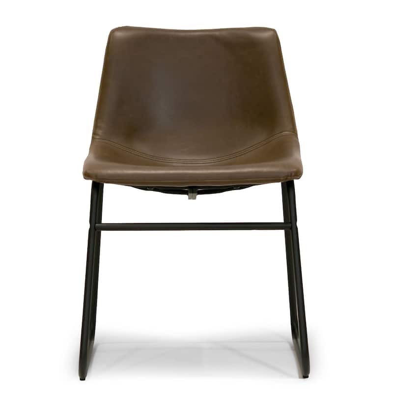 Adan Iron Frame Faux Leather Dining Chair (Set of 2)