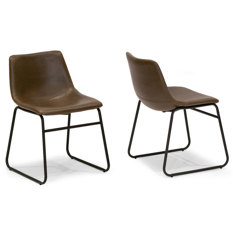Adan Iron Frame Faux Leather Dining Chair (Set of 2)