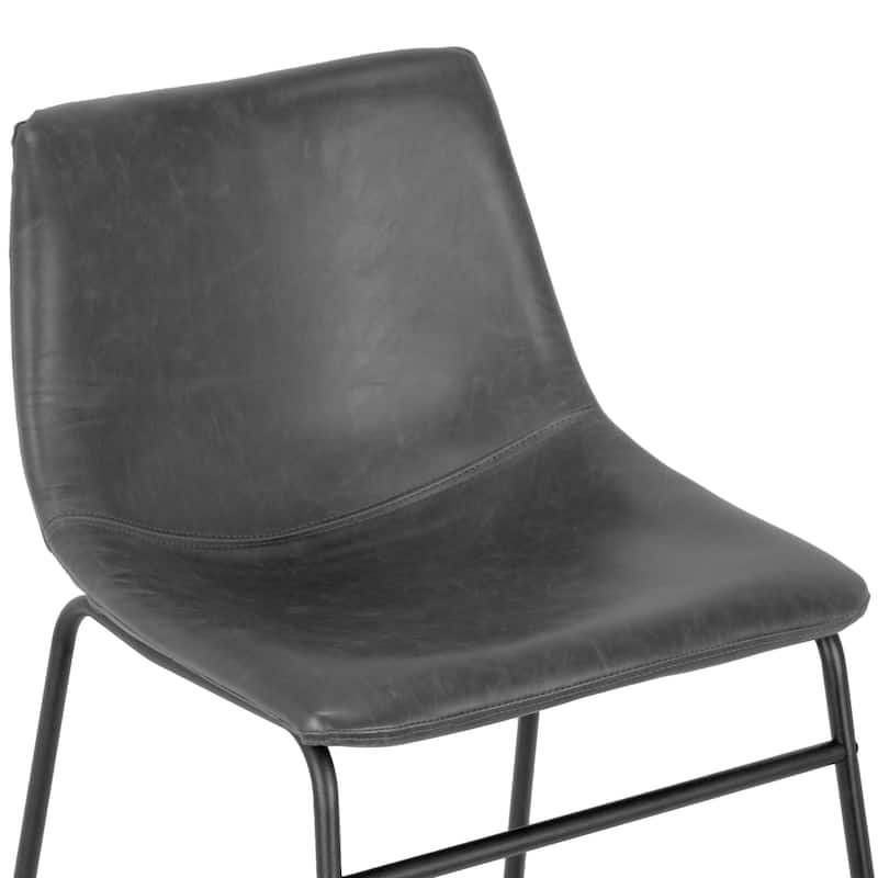 Adan Iron Frame Faux Leather Dining Chair (Set of 2)