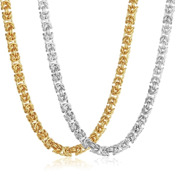 Polished Byzantine Stainless Steel Chain Necklace