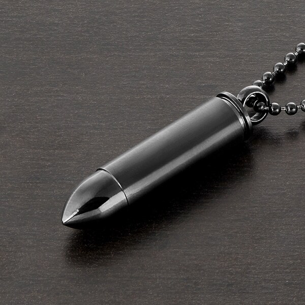 Men/'s Opening Bullet Pendant 20 inch Stainless Steel Chain Link Necklace
