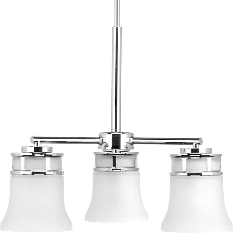 Cascadia Collection 3-Light Polished Chrome Etched Glass Coastal Chandelier Light