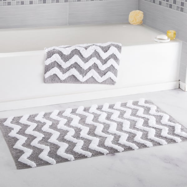 Shop Windsor Home 100 Percent Cotton 2 Piece Chevron Bathroom Mat