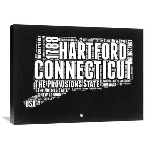 Naxart Studio 'Connecticut Black and White Map' Stretched Canvas Wall Art