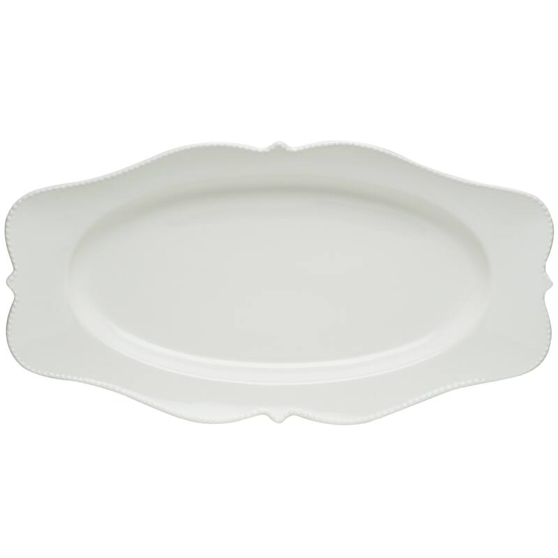 Red Vanilla Pinpoint White Oval Platter 16.5" x 9"