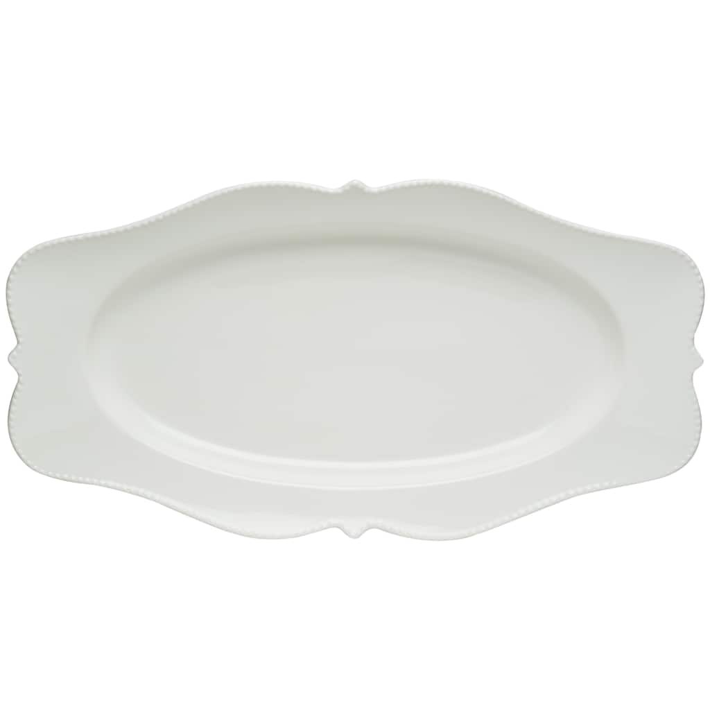 Red Vanilla Pinpoint White Oval Platter 16.5" x 9"