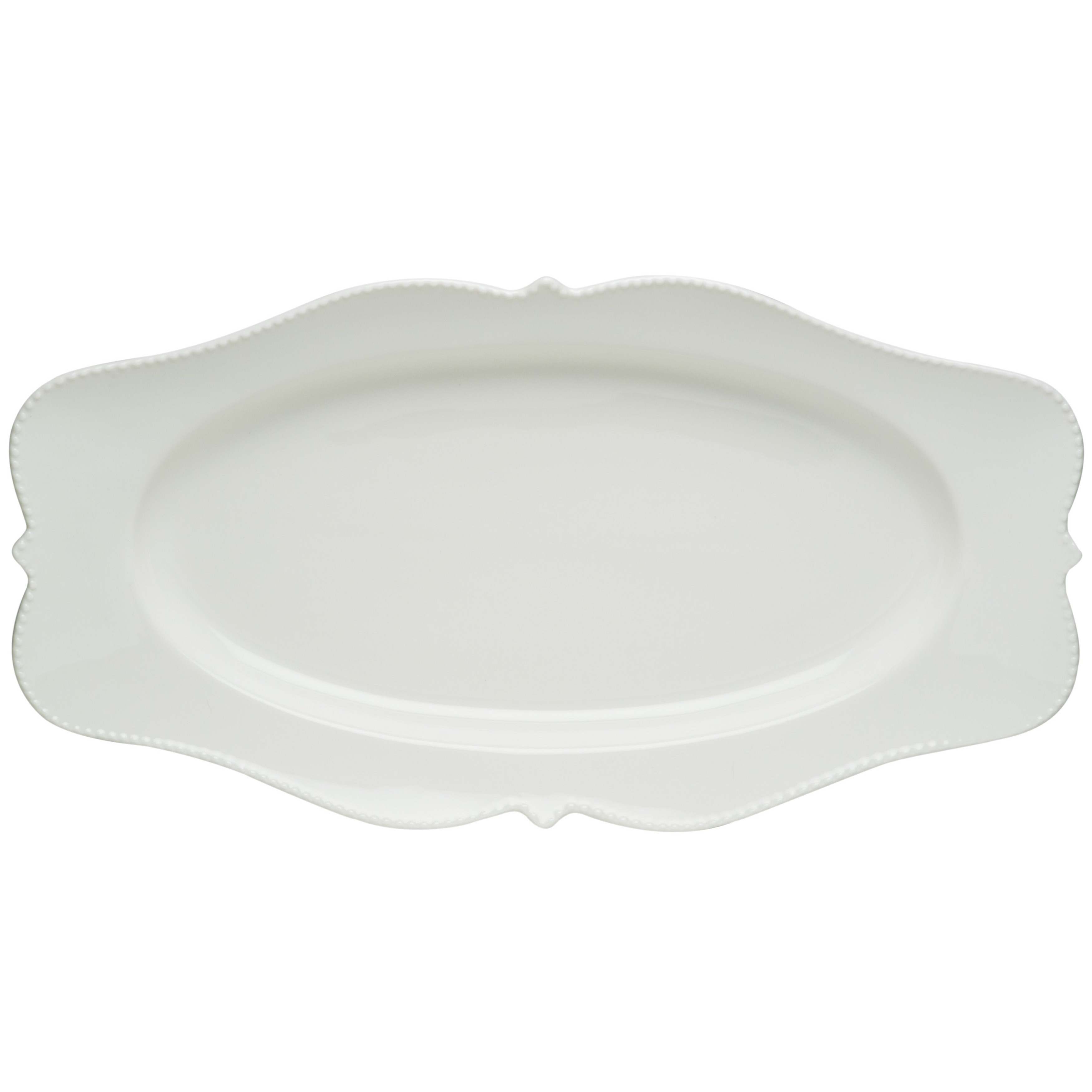Red Vanilla Pinpoint White Oval Platter 16.5" x 9"
