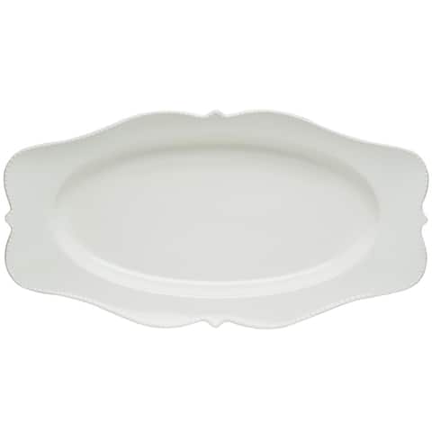 Red Vanilla Pinpoint White Oval Platter 16.5" x 9"