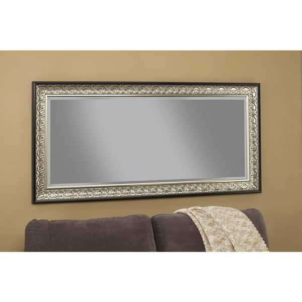 Sandberg Furniture Monaco Full Length Leaner Antique Silver and Black