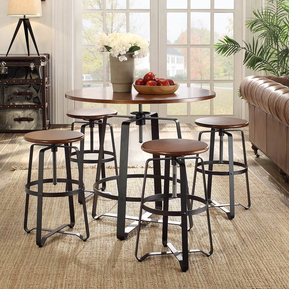 Nova Chestnut Adjustable Table with Black Metal Frame