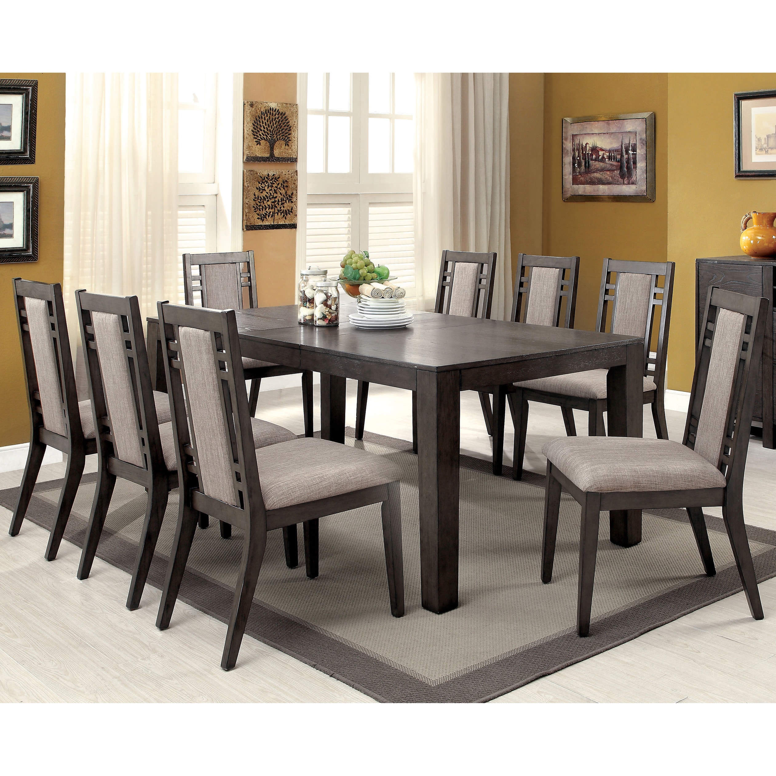 Furniture Of America Mosa Rustic Grey Solid Wood 9 Piece America Mosa Rustic Grey Solid Wood