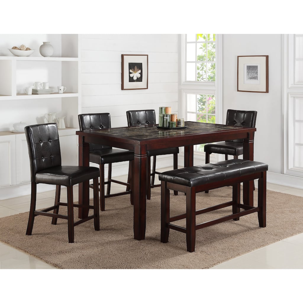 LYKE Home Elsa Rectangular Faux Marble Counter Height Dining Table - Brown