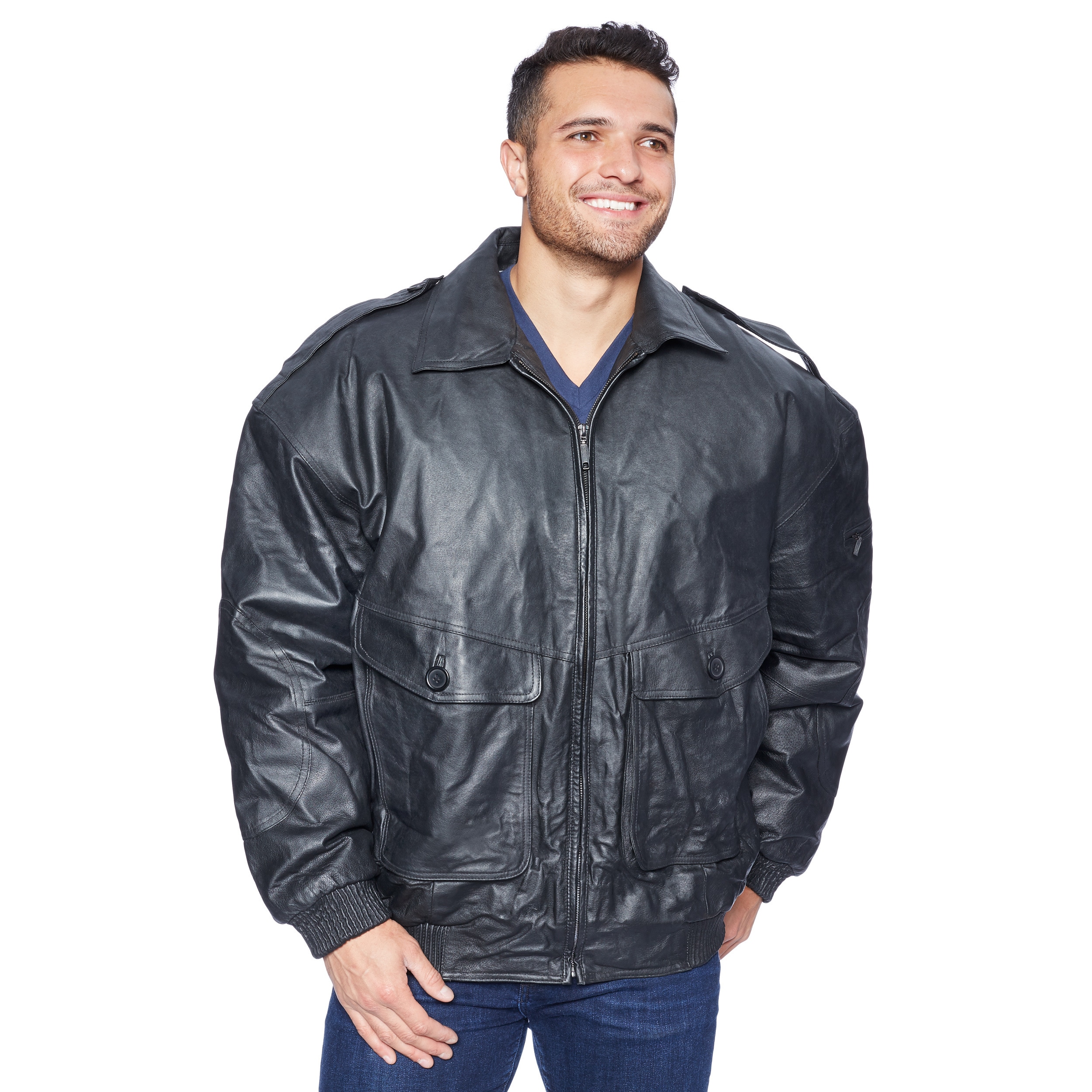 Shop Wilda Mens Big And Tall Black Leather Jacket Free Shipping Today