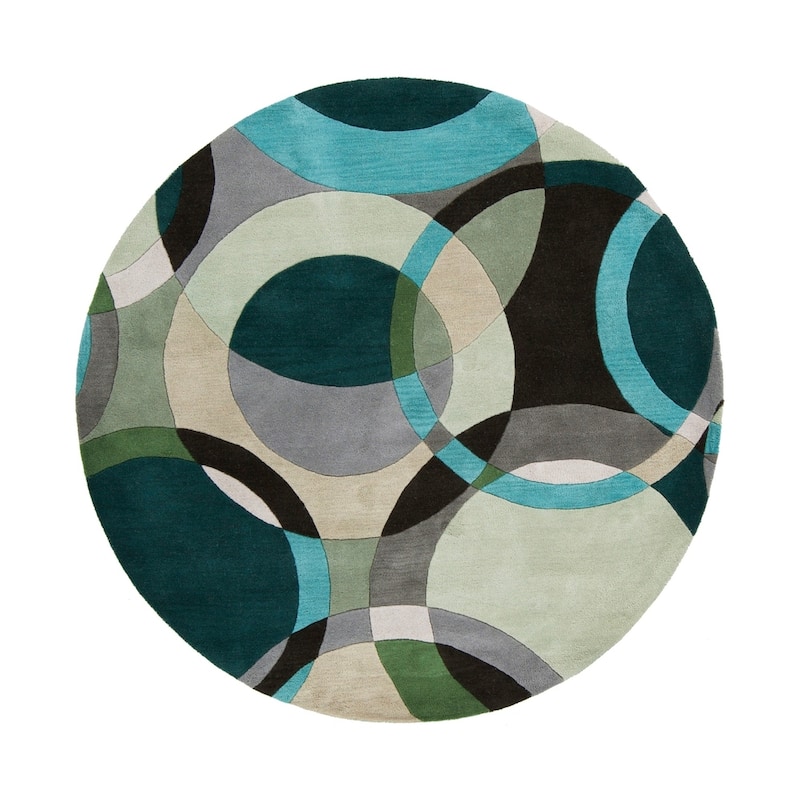Mayflower Handmade Modern Circles Wool Area Rug