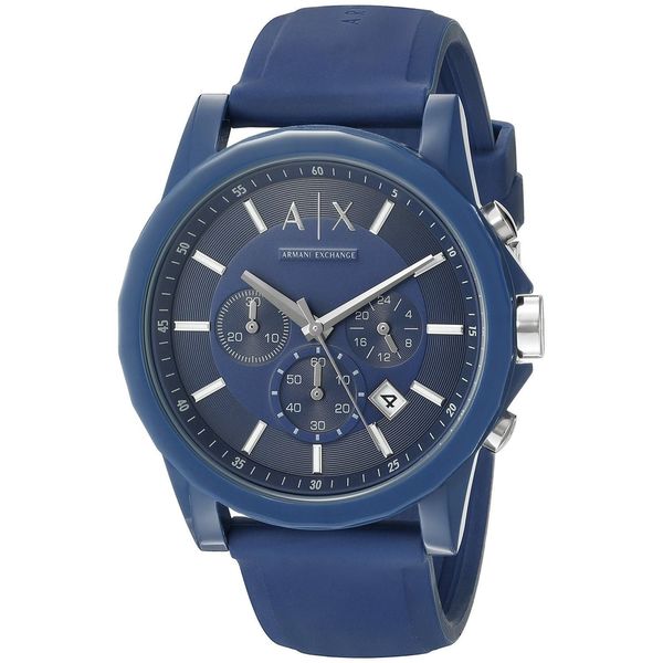armani exchange blue chronograph watch