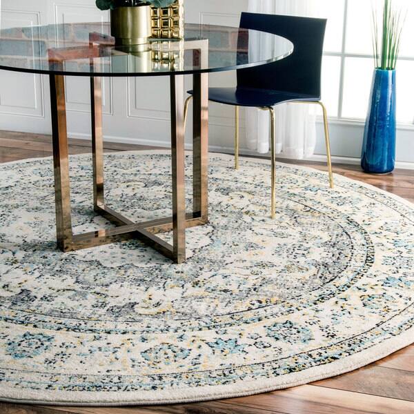 nuLOOM Traditional Persian Vintage Grey Rug (7'10 Round) (As Is Item