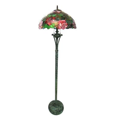 Tiffany Style Floral Design 2-light Antique Bronze Floor Lamp