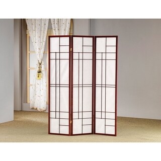 Coaster Cherry Wood/Fabric 3-panel Screen