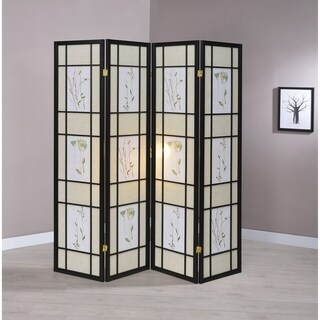 Coaster Company Black Floral Motif Folding Screen
