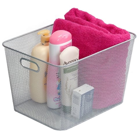 Stainless Steel Mesh Open Storage Basket with handles
