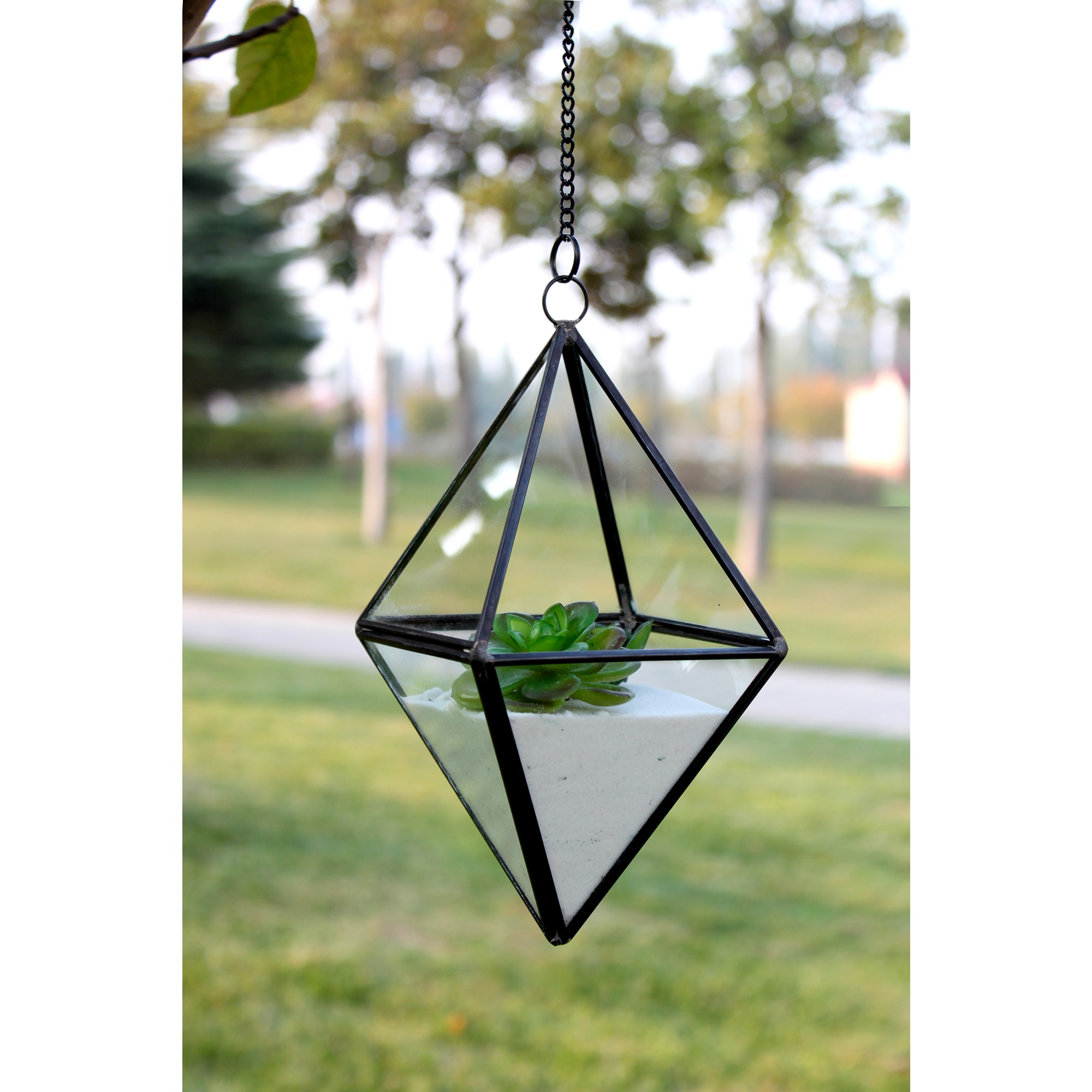 Black Copper/Glass Octahedron Standing Diamond Geometric 6