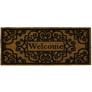 rug welcome inch brown arabesque fiesta
