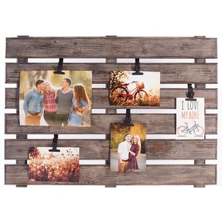 Picture Frames & Photo Albums - Shop The Best Deals For May 2017 - Burnes of Boston Grey Wood Large Pallet Photo and Memo Holder with  Adjustable Clip