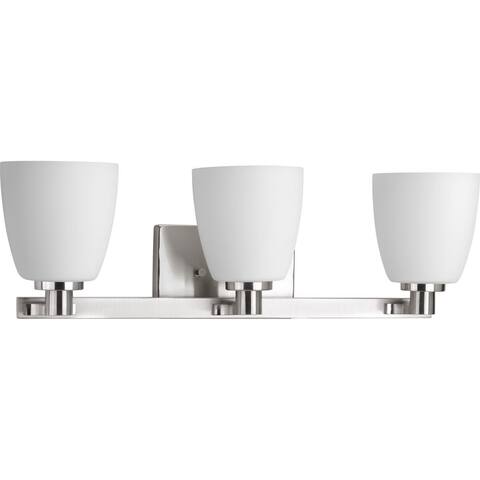 Fleet Collection 3-Light Brushed Nickel Etched Opal Glass Coastal Bath Vanity Light
