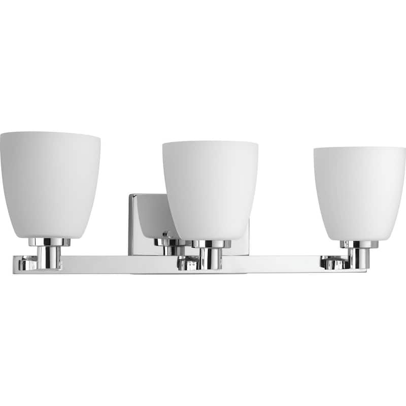 Fleet Collection 3-Light Polished Chrome Etched Painted White Inside Glass Coastal Bath Vanity Light