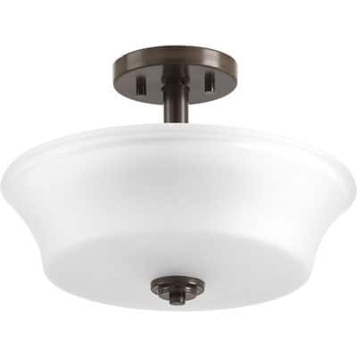 Progress Lighting Cascadia Brown Steel and Porcelain 2-light Convertible Fixture - N/A