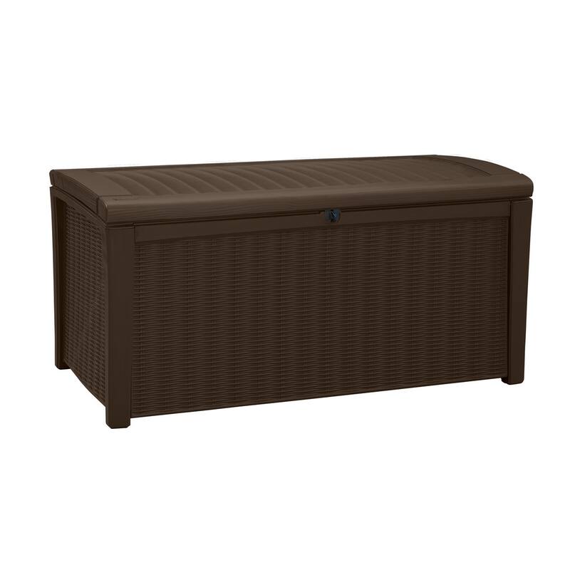 Keter Borneo 110 Gallon Large Durable Resin Outdoor Storage Deck Box For Furniture and Supplies