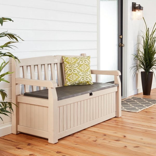 Eden Cream Plastic All-weather Garden Storage Bench - Free Shipping