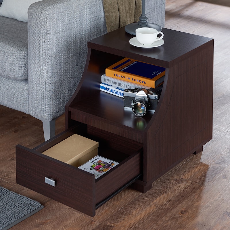 Basa Modern Walnut 16-inch 1-Shelf Side Table by Furniture of America