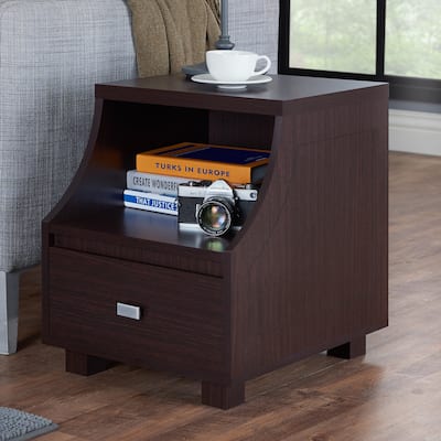 Basa Modern Walnut 16-inch 1-Shelf Side Table by Furniture of America