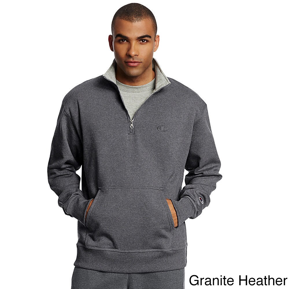 champion powerblend pocketless quarter zip