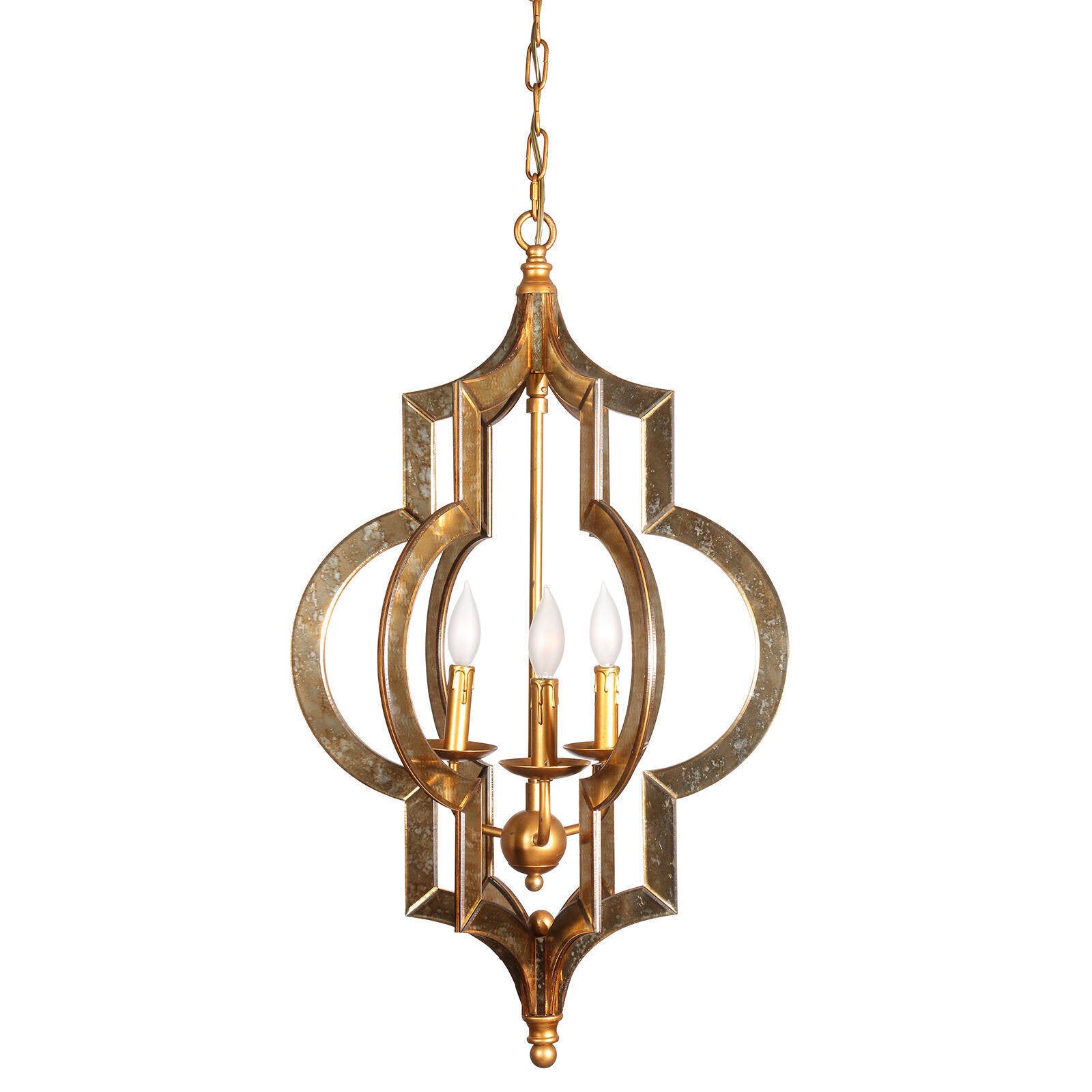 Scratched Gold Leaf Mirror Chandelier - Chandeliers For Bedrooms by Overstock.com