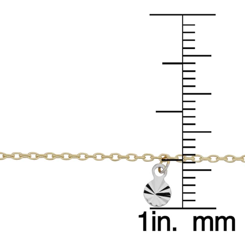 Fremada 10k Two-Tone Gold Dangling Diamond-Cut Disc Charm Adjustable Length Anklet