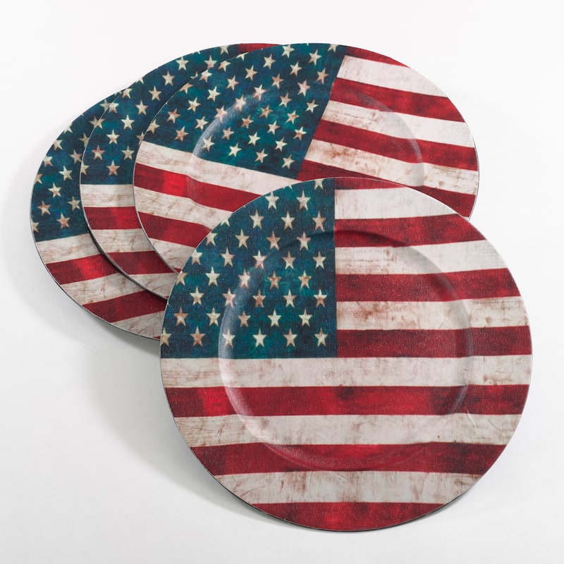 Decorative Collection US Flag Design Charger Plate (Set of 4)