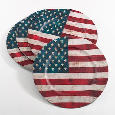 Decorative Collection US Flag Design Charger Plate (Set of 4)